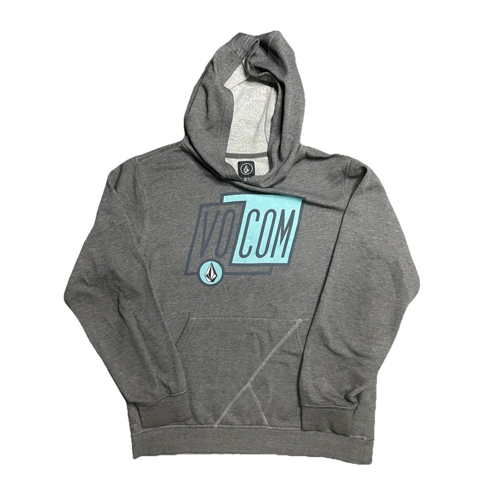 Volcom Unisex Vintage Y2K Hoodie Sheared Pullover Size XL Gray And Blue